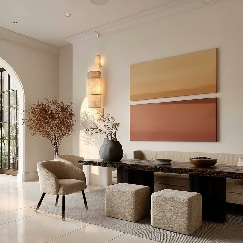 Transitioning Acrylic Art Themes Between Living and Dining