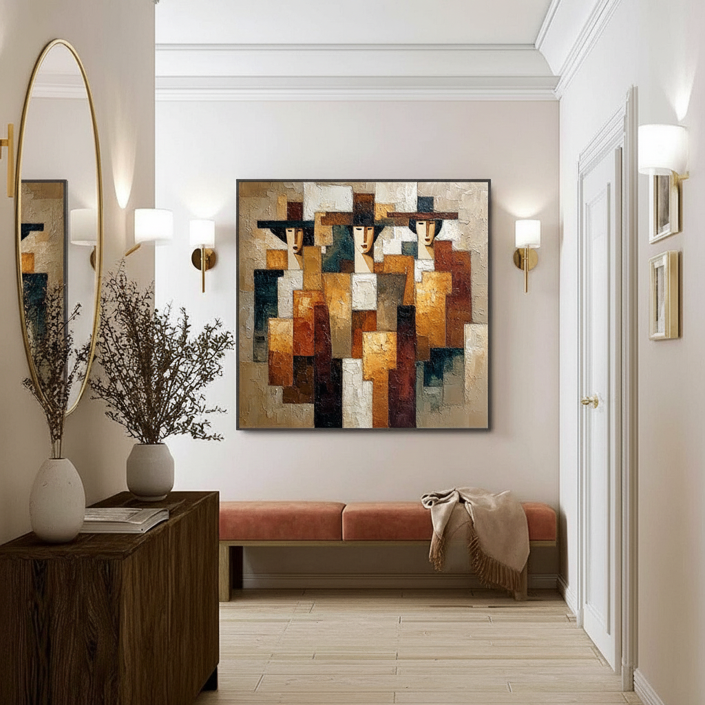 Architectural Synergy: Placing Art Near Foyer Sconces and Trim
