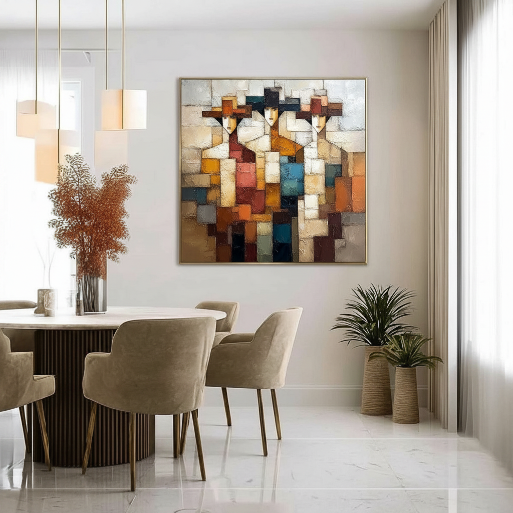 Chandelier Clearance: Scaling Art Below Low-Hanging Lights