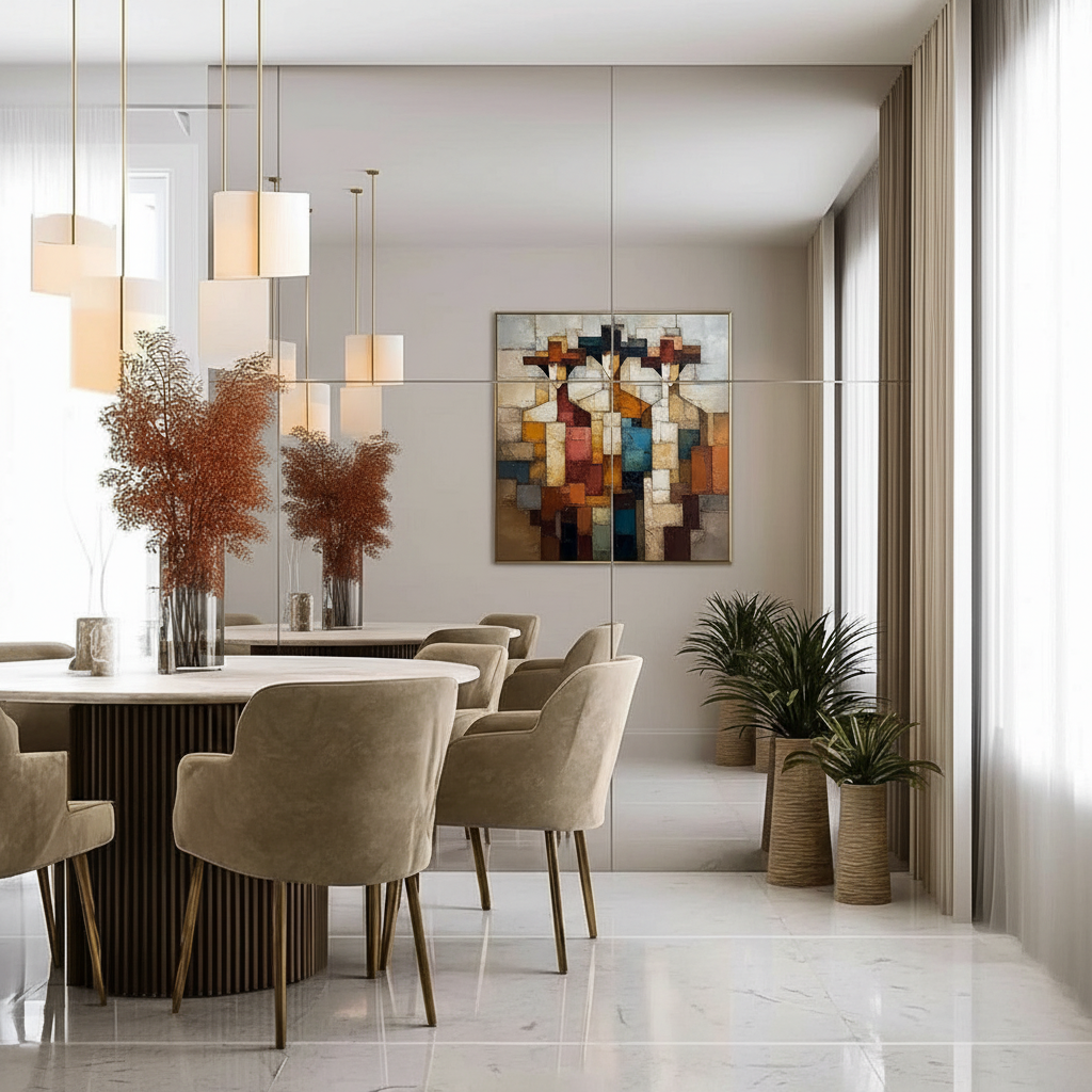 Mirrored Walls: Installation Sizing for Dining Room Art