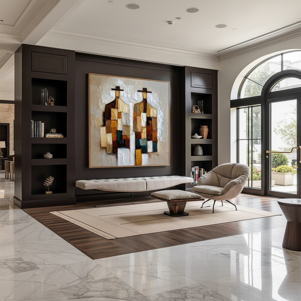 Acoustic Artistry: Large Oil Canvases for Lobby Sound Dampening
