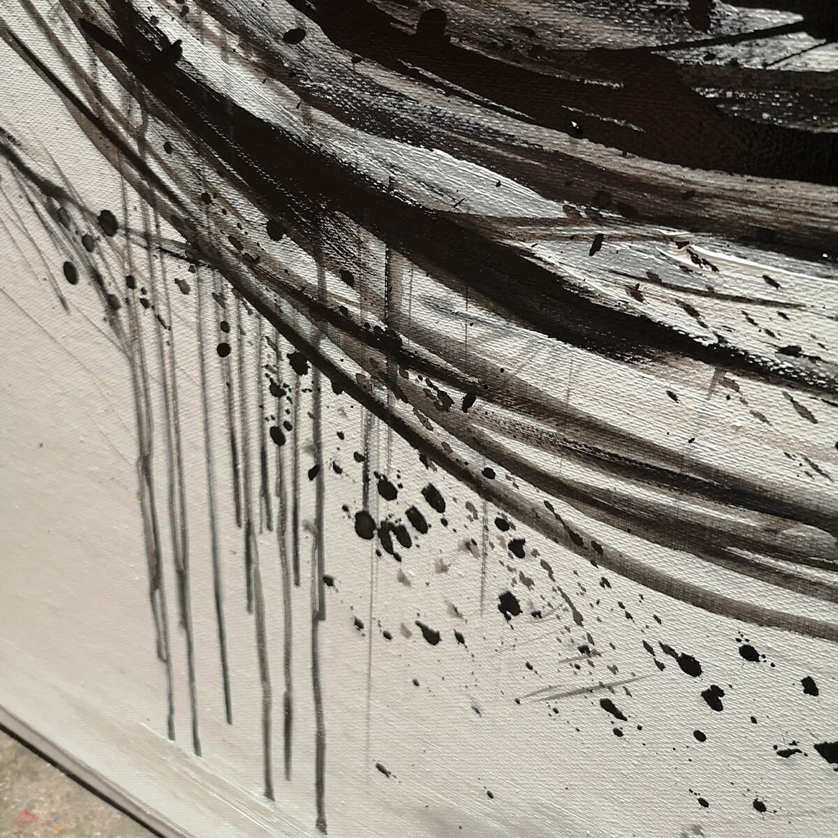 INK VORTEX: Minimalist Black and White Abstract Oil Painting