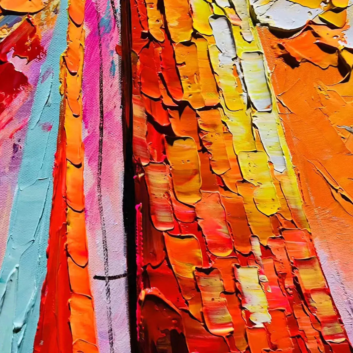 EVENING SAIL: Square Sailboat Painting, Colorful Sunset