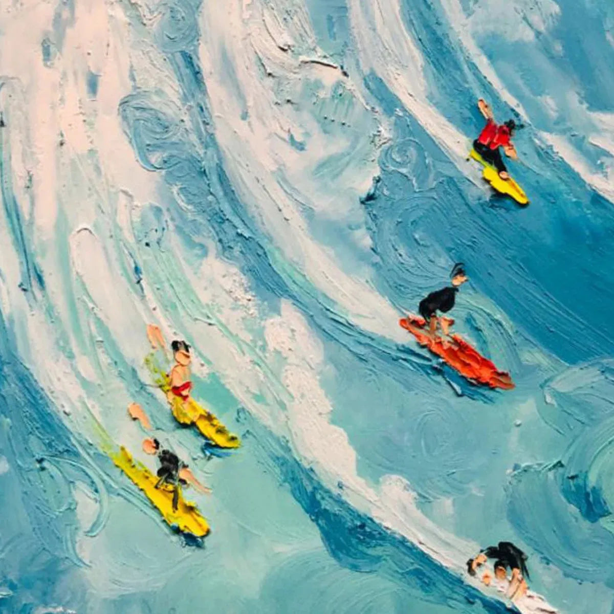 WAVE RIDERS: Ocean Painting of Surfers in Motion