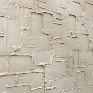 Javier Ramirez Textured Beige Grid Set: Minimalist textured art with grid pattern and beige tones for modern home decor.