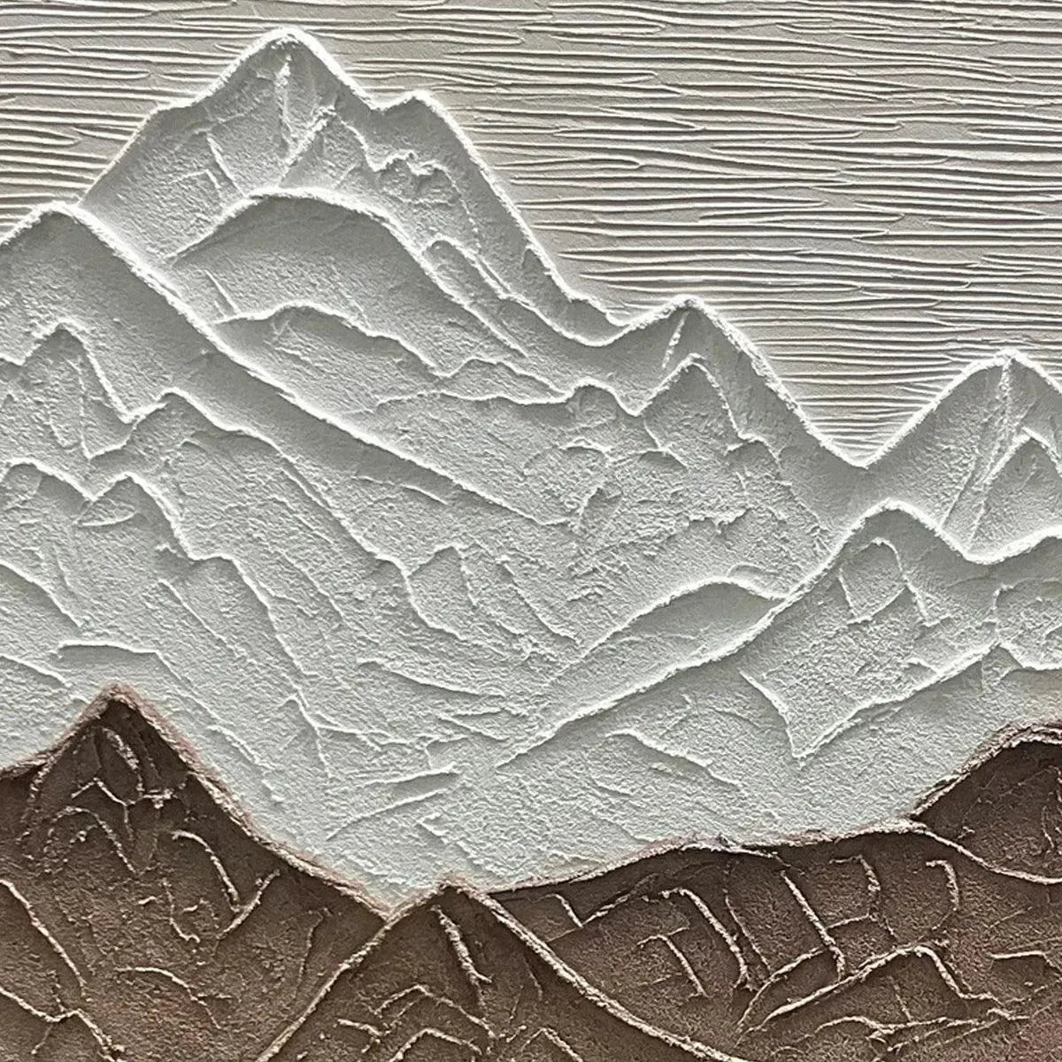 EARTH RIVER textured abstract wall art: Brown and white mountain river landscape by Chen Liu.