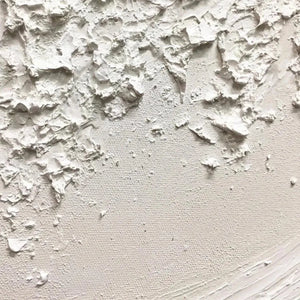 White Wave textured painting detail by Liam O'Connell. Minimalist white ocean wave art, Wabi Sabi aesthetic.
