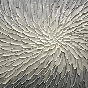 Silver Swirl textured abstract painting by Isabella Rossi. Grey and white brushstrokes, modern artwork for home decor.