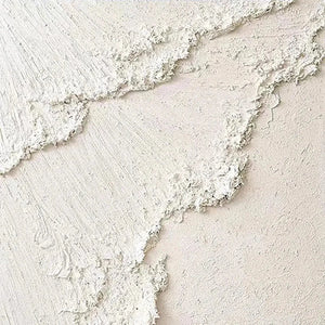 Close-up of White Crest impasto painting detailing sculpted white paint waves and textured surface by Isabella Rossi.