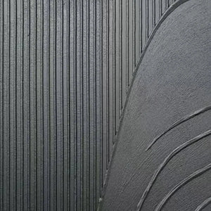 Black Textured Curves Minimalist Abstract Painting by Javier Ramirez, featuring textured surface, modern art for home decor