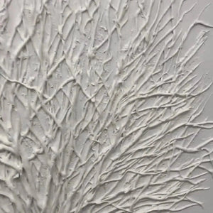 Elodie Dubois's 'White Textured Tree': Textured white wall art, minimalist branching design for modern spaces.