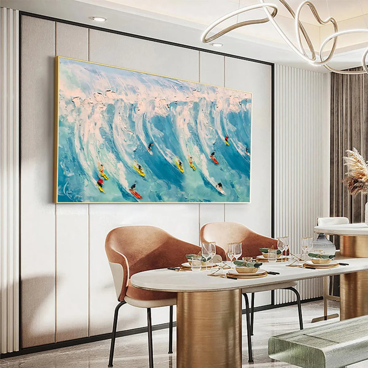 WAVE RIDERS: Ocean Painting of Surfers in Motion