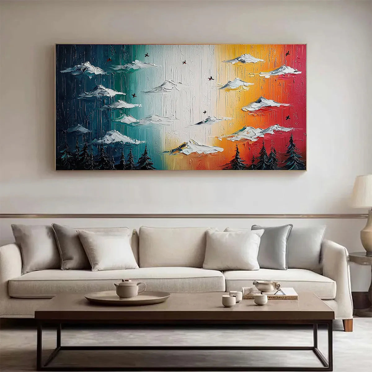 CHROMATIC ASCENSION: Colorful Mountain Landscape Impasto Oil Painting