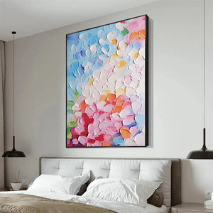 Elodie Dubois' Blooming Bouquet impasto floral painting, vibrant colors and textures, framed art for home decor