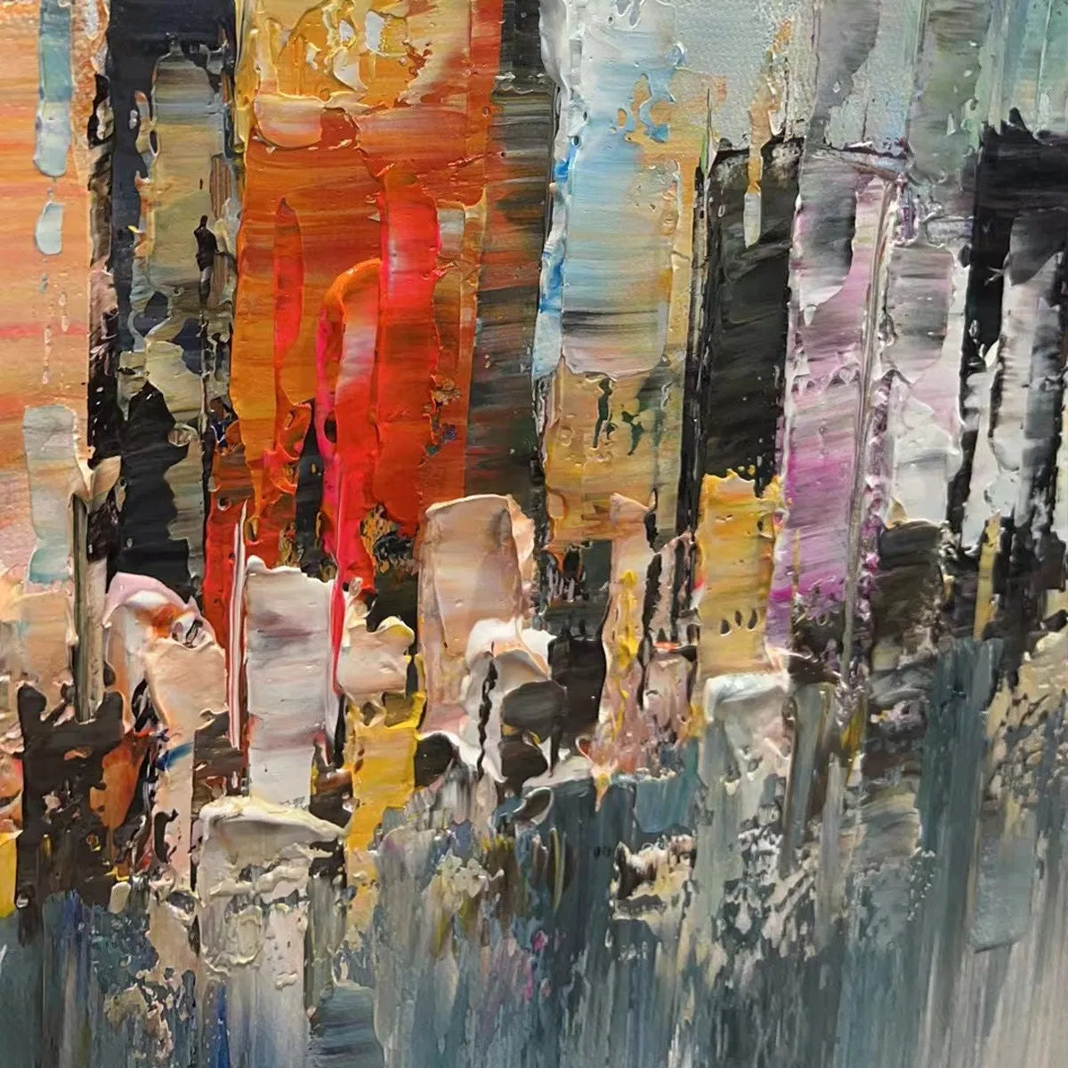 METROPOLITAN REFLECTIONS: Panoramic Cityscape Oil Painting