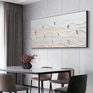 Fairway Vista golf course painting by Liam O'Connell, textured landscape, miniature golfers, framed artwork, office decor