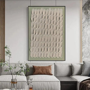 Textured Scales abstract painting by Liam O'Connell, neutral tones, Wabi Sabi style, framed, modern decor.