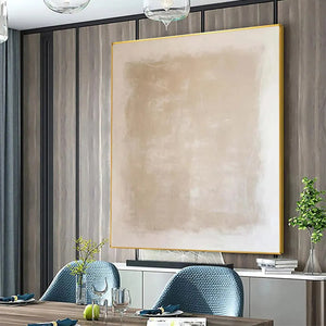 Desert Sands by Javier Ramirez: Beige textured painting with gold frame, perfect for modern spaces.