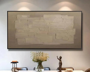 Textured Taupe Abstract painting by Javier Ramirez, modern minimalist art, neutral tones, framed, home decor.