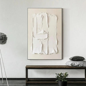 Liam O'Connell White Textured Relief, abstract white painting, Wabi Sabi style, modern home decor