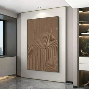 Brown Textured Arch painting by Javier Ramirez, modern abstract artwork with textured brown arches, framed and ready to hang.
