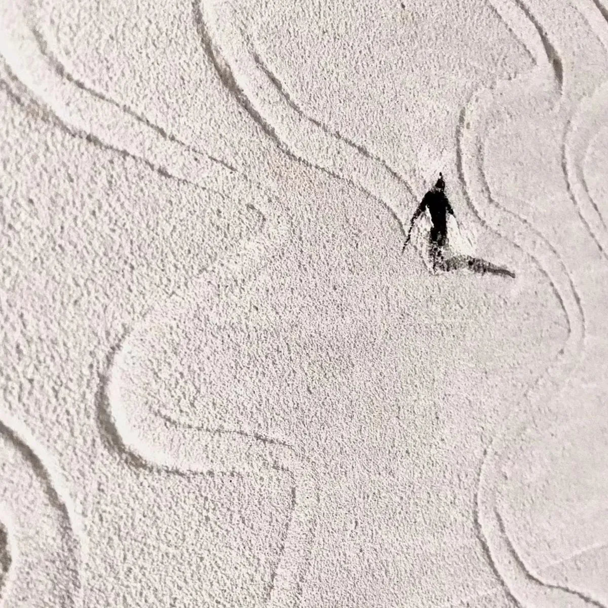 SNOW DANCE: Minimalist Skiing Painting on Textured Square Canvas