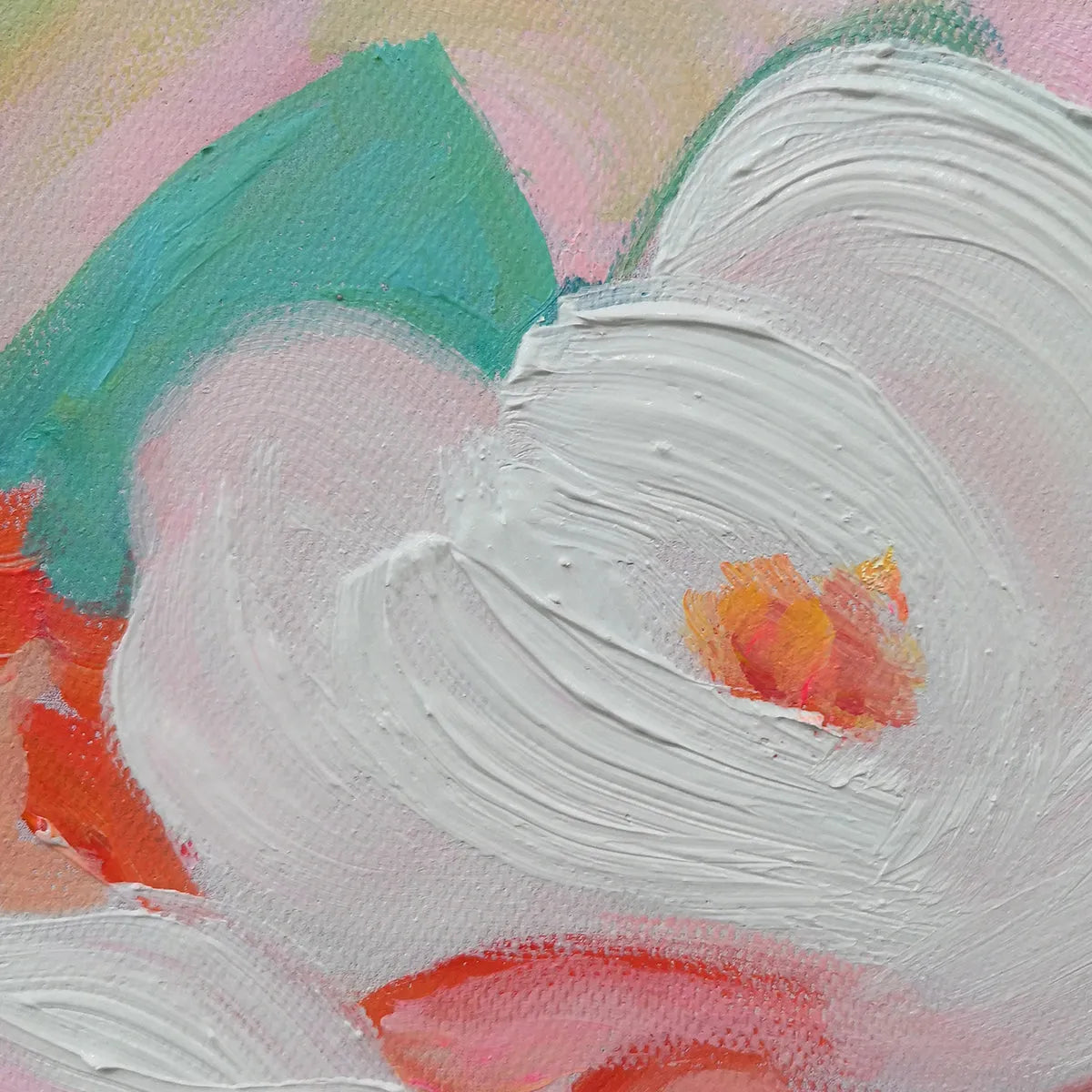 SECRET GARDEN: Square Impressionistic Floral Oil Painting in Soft Hues