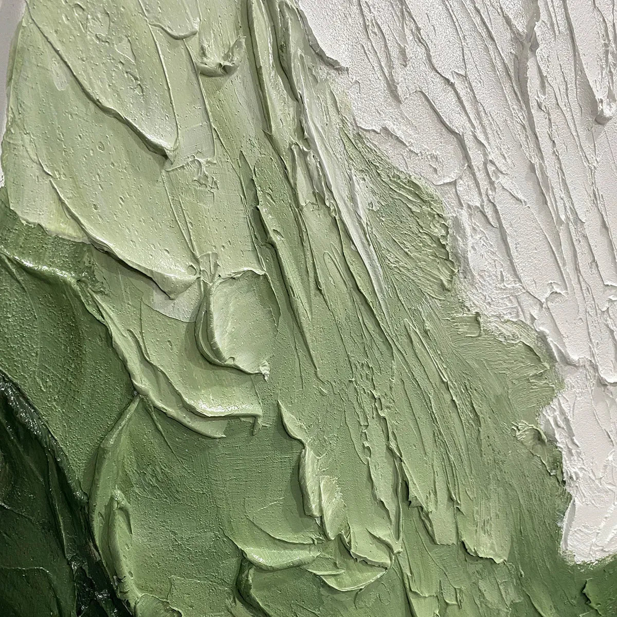 EMERALD FLOW: Textured Abstract Landscape Painting in Greens and White