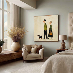 A LIFETIME'S WALK: Charming Figurative Art of an Elderly Couple and Their Dog