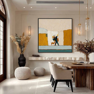 A SIMPLE PLEASURE: Textured Figurative Impasto Painting of a City Stroll