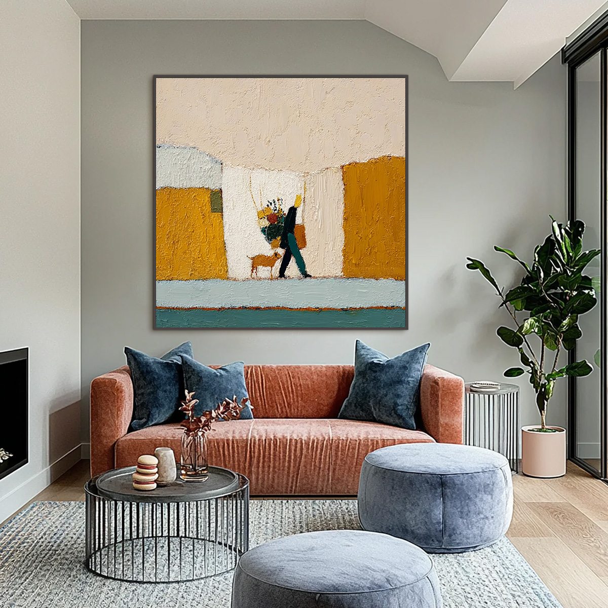 A SIMPLE PLEASURE: Textured Figurative Impasto Painting of a City Stroll