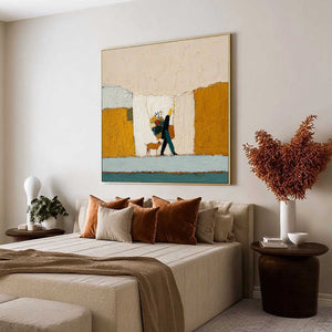 A SIMPLE PLEASURE: Textured Figurative Impasto Painting of a City Stroll