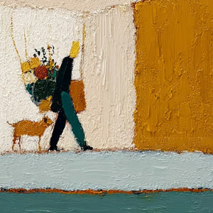 A SIMPLE PLEASURE: Textured Figurative Impasto Painting of a City Stroll