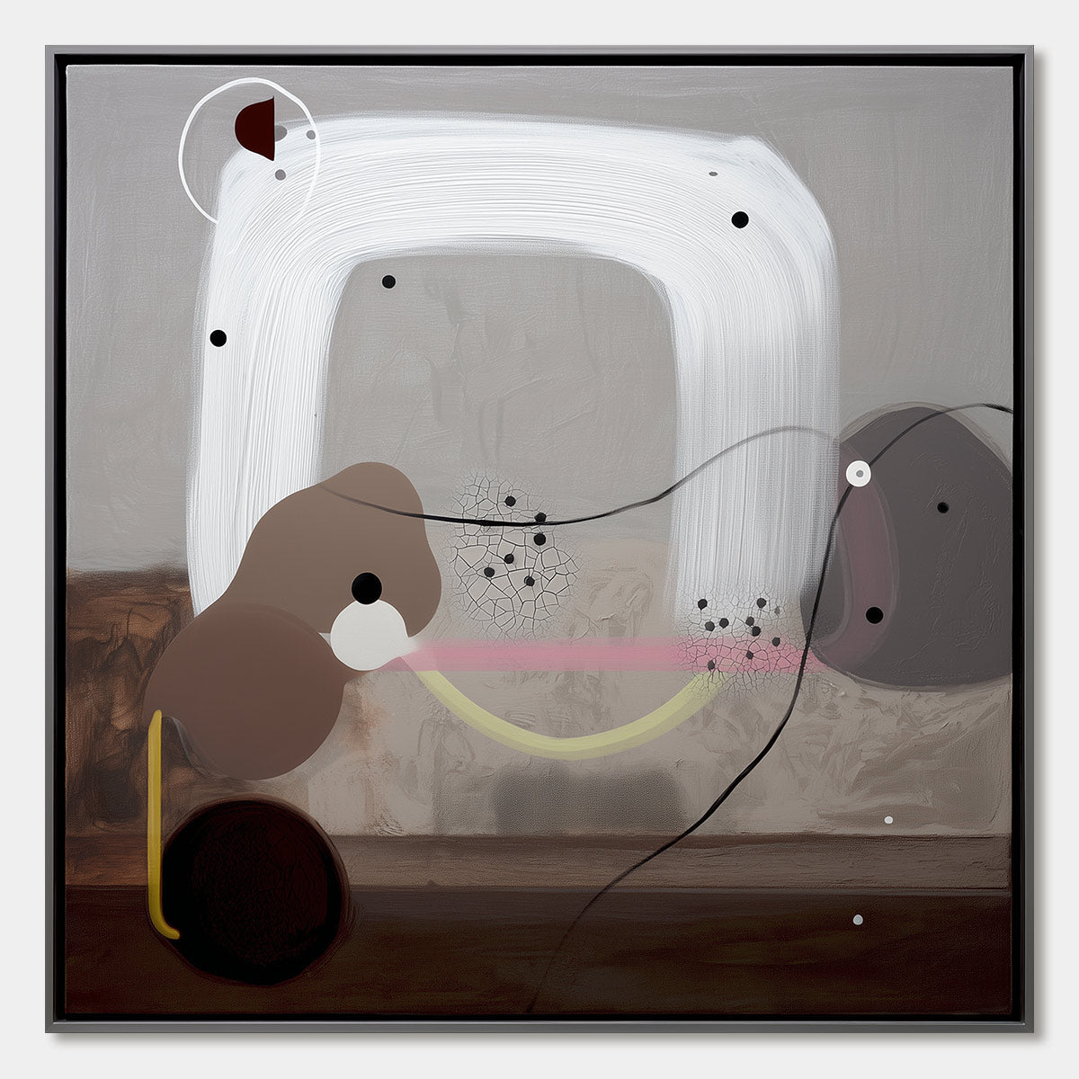 ABSTRACT BALANCE: Minimalist Abstract Grey Oil Painting