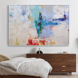 Textured Abstract Painting, Colorful Wall Art, Modern Art, Panoramic, Horizontal Canvas