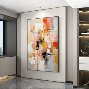 Colorful Abstract Painting, Textured Wall Art, Vertical Canvas, Modern Art