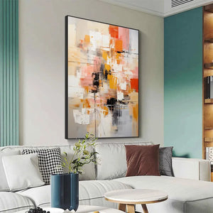 Colorful Abstract Painting, Textured Wall Art, Vertical Canvas, Modern Art
