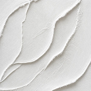 White textured Wabi Sabi wall art with layered impasto curves