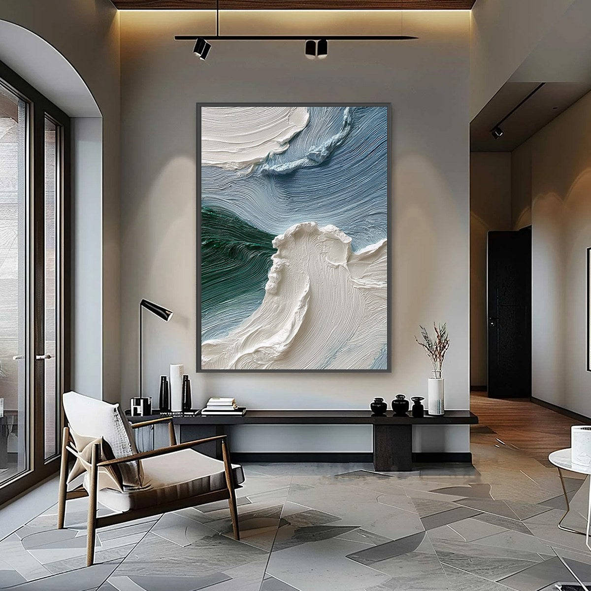 AEGEAN CREST: Heavily Textured Wabi Sabi Abstract Seascape Painting