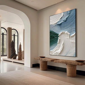 AEGEAN CREST: Heavily Textured Wabi Sabi Abstract Seascape Painting