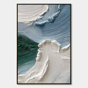 AEGEAN CREST: Heavily Textured Wabi Sabi Abstract Seascape Painting