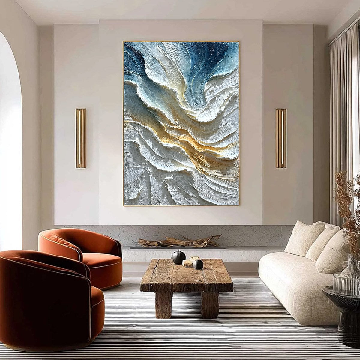 AEGEAN CREST: Textured Abstract Seascape Oil Painting