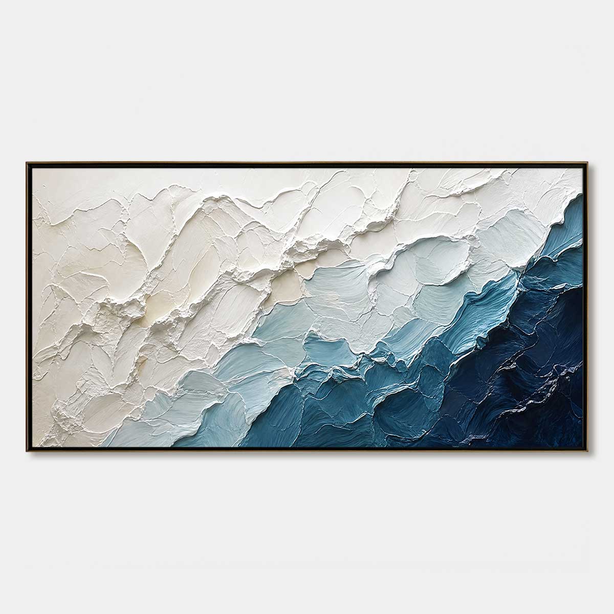 AEGEAN CREST: Textured Abstract Seascape Painting in Blue and White