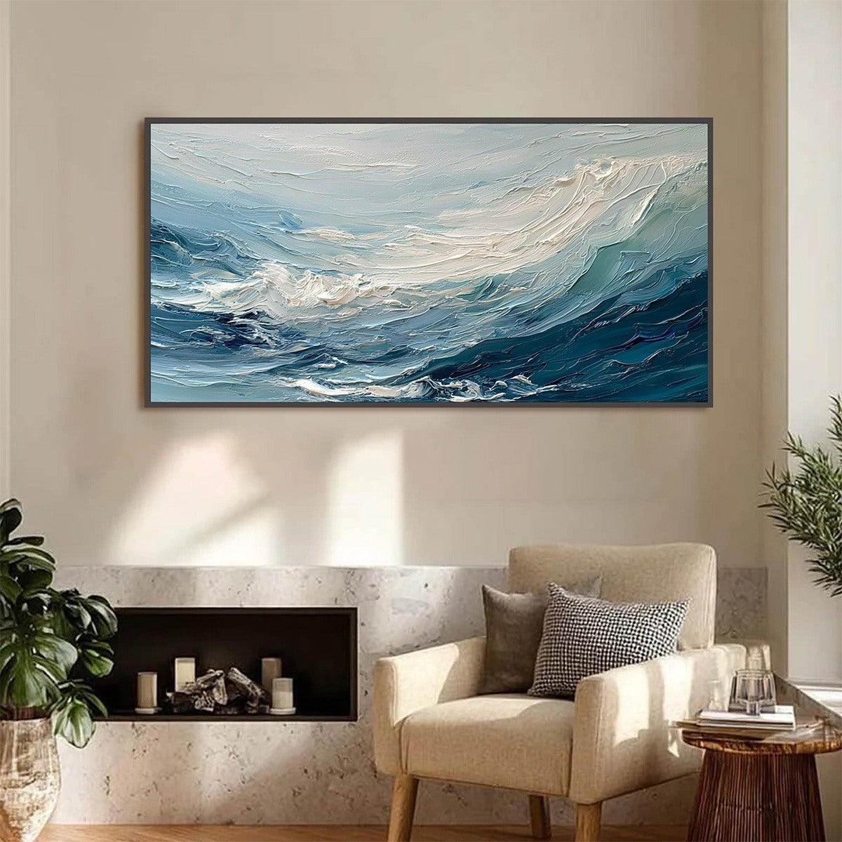 AEGEAN SURGE: Textured Abstract Ocean Wave Painting