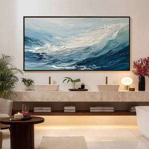 AEGEAN SURGE: Textured Abstract Ocean Wave Painting