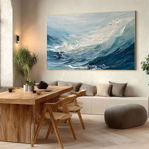 AEGEAN SURGE: Textured Abstract Ocean Wave Painting