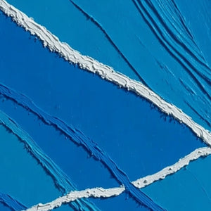 Original handmade abstract impasto painting with textured blue & white.