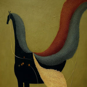 AEON'S TAPESTRY: Textured Wabi Sabi Abstract Horse Painting