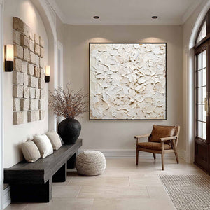 ALABASTER PETALS: Textured Wabi Sabi Abstract Impasto Painting