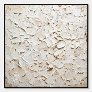 ALABASTER PETALS: Textured Wabi Sabi Abstract Impasto Painting